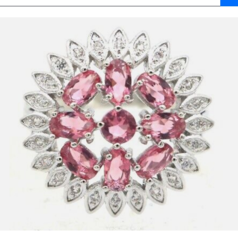 New pink tourmaline cz sterling silver ring